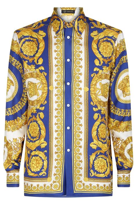 versace blue silk plaid shirt|men's vintage Versace silk shirts.